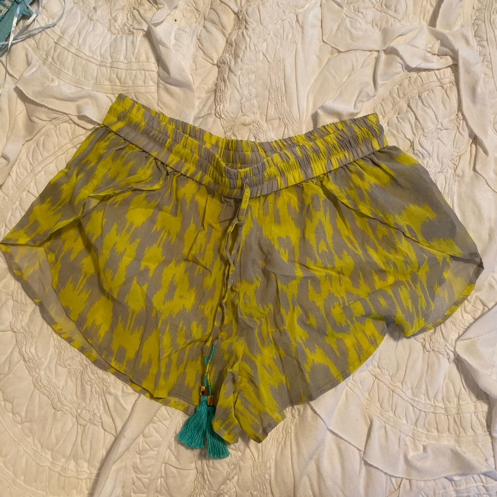 Stylish Yellow and Gray Women's Shorts